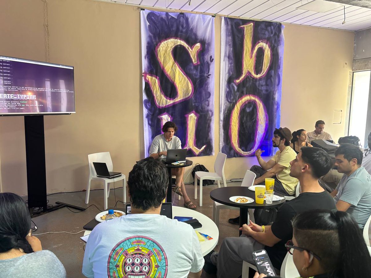 gor0gue's tweet photo. The hackathon is on @Polkadotsub0 🧑‍💻

@DVDPlassie is doing a live demo showcasing how to go from CLI -> full-stack dApp with scaffolded UIs and ink! smart contracts. Quick and easy. https://t.co/jGq5dCU7PK