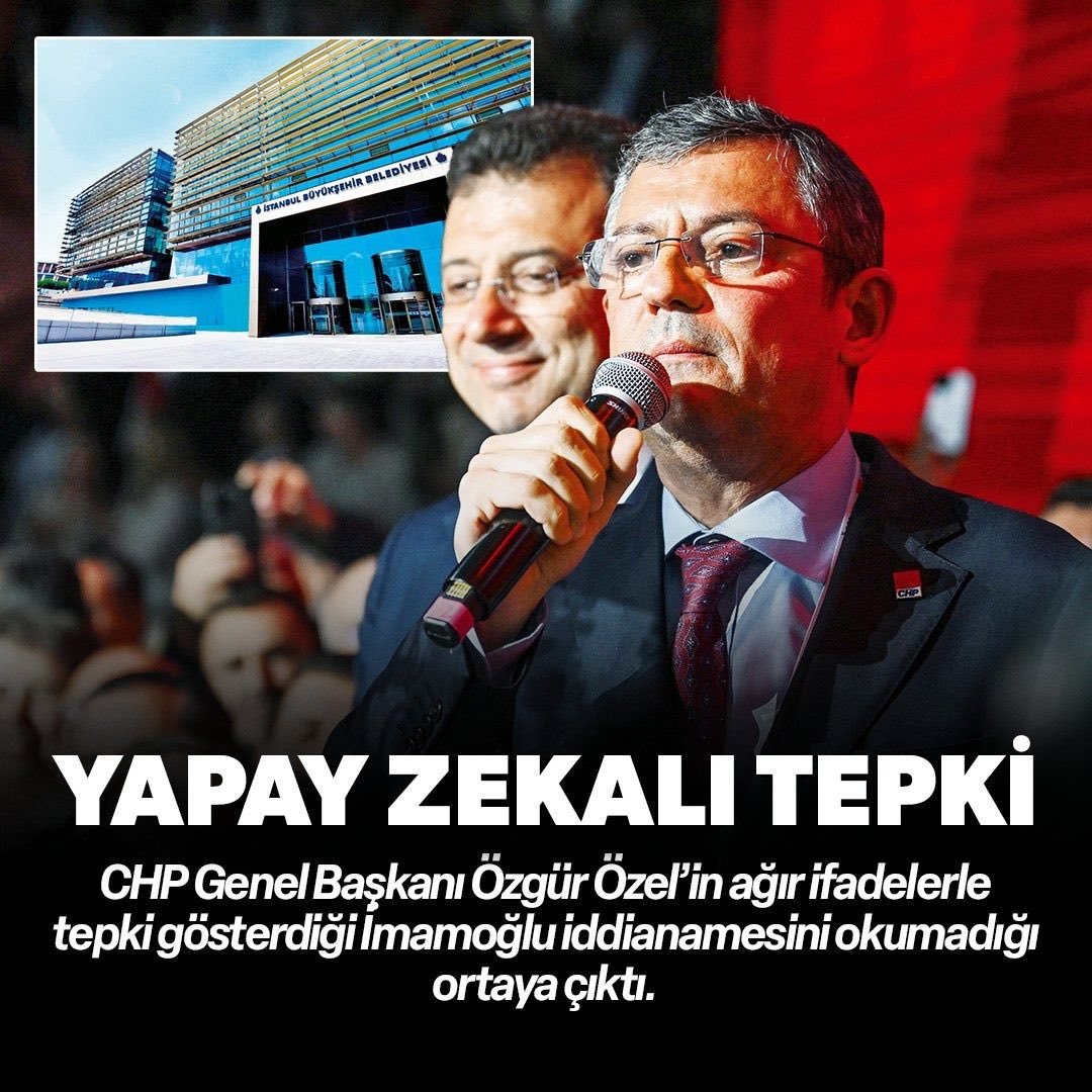gulsumisgorer35's tweet photo. CHP Genel Başkanı Özgür Özel’in ağır ifadelerle tepki gösterdiği İmamoğlu iddianamesini okumadığı ortaya çıktı. İddiaya göre Özel, 3 bin 900 sayfalık iddianameyi yapay zekaya özetletip okuyarak açıklamalar yaptığı öğrenildi.
#RantEkoSistemi https://t.co/gbO6loWzOl