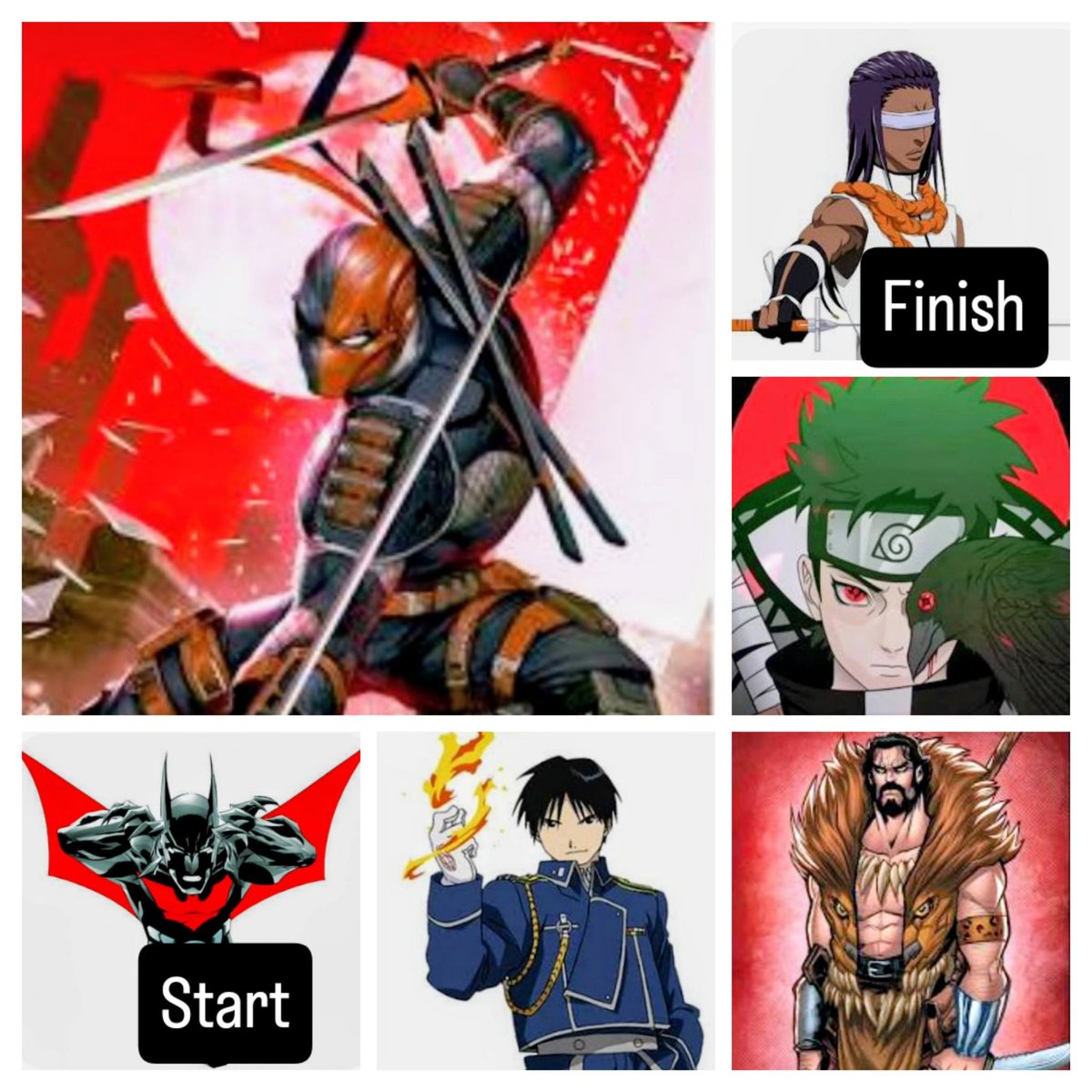 Deathstroke gauntlet 
Batman Beyond, Roy Mustang, Kraven the Hunter, Shunsui Uchiha, and Tousen