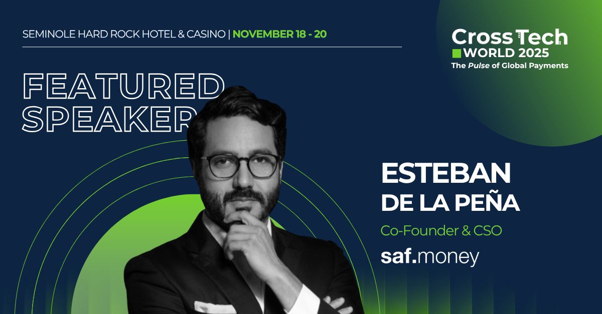🎤 Speaker Spotlight :Esteban de la Peña Padilla, Co founder &amp; CSO at saf_money

We’re thrilled to have him joining us as a speaker in the panel "API-Driven Finance &amp; the Rise of Invisible Payments" 

📅 Nov 18–20 | Miami

🎟️ Don’t miss it → crosstechpayments.com/crosstech-worl…