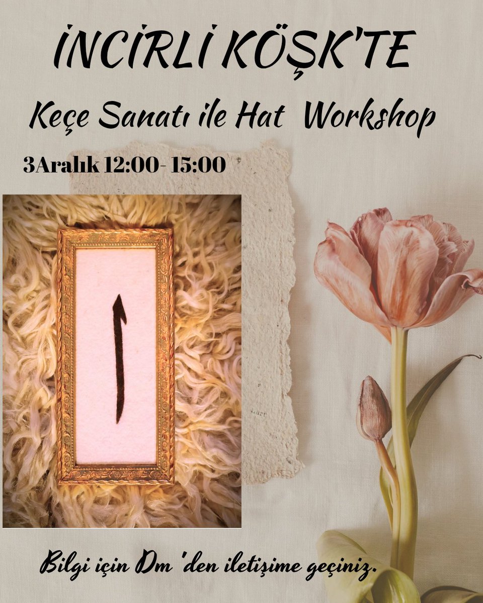 Merhabalar İncirli Köşkte 3 Aralık' da Kece Sanatı ile Hat Workshop u gerçekleştireceğiz.

Bu sanati merak edenleri bekleriz🍁

Not:Hanımlara yöneliktir.🍁