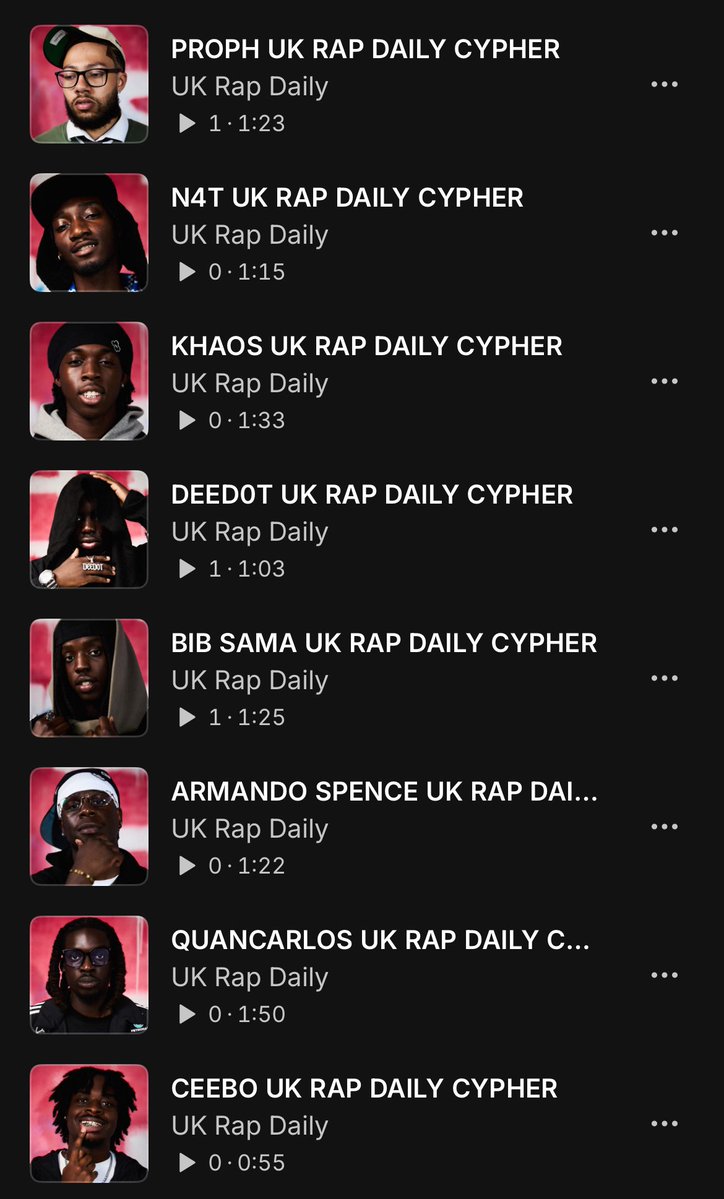 UK RAP DAILY CYPHER 2025

FULL CYPHER + INDIVIDUAL VERSES 

OUT NOW ON SOUNDCLOUD 🚨