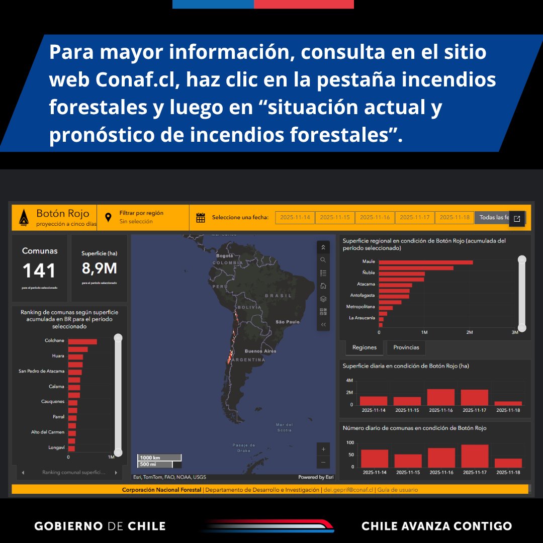 📍¿Qué es Botón Rojo de <a href="/conaf_minagri/">CONAF - Corporación Nacional Forestal</a>, ¿cuál es su propósito, qué comunas están activas actualmente?
En estas láminas se lo explicamos.  <a href="/incendios_CONAF/">CONAF - Incendios forestales</a> <a href="/MinagriCL/">Ministerio de Agricultura de Chile 🇨🇱</a> <a href="/Sub_Agricultura/">Subsecretaría de Agricultura</a> <a href="/INDAP_Chile/">INDAP_Chile</a>
