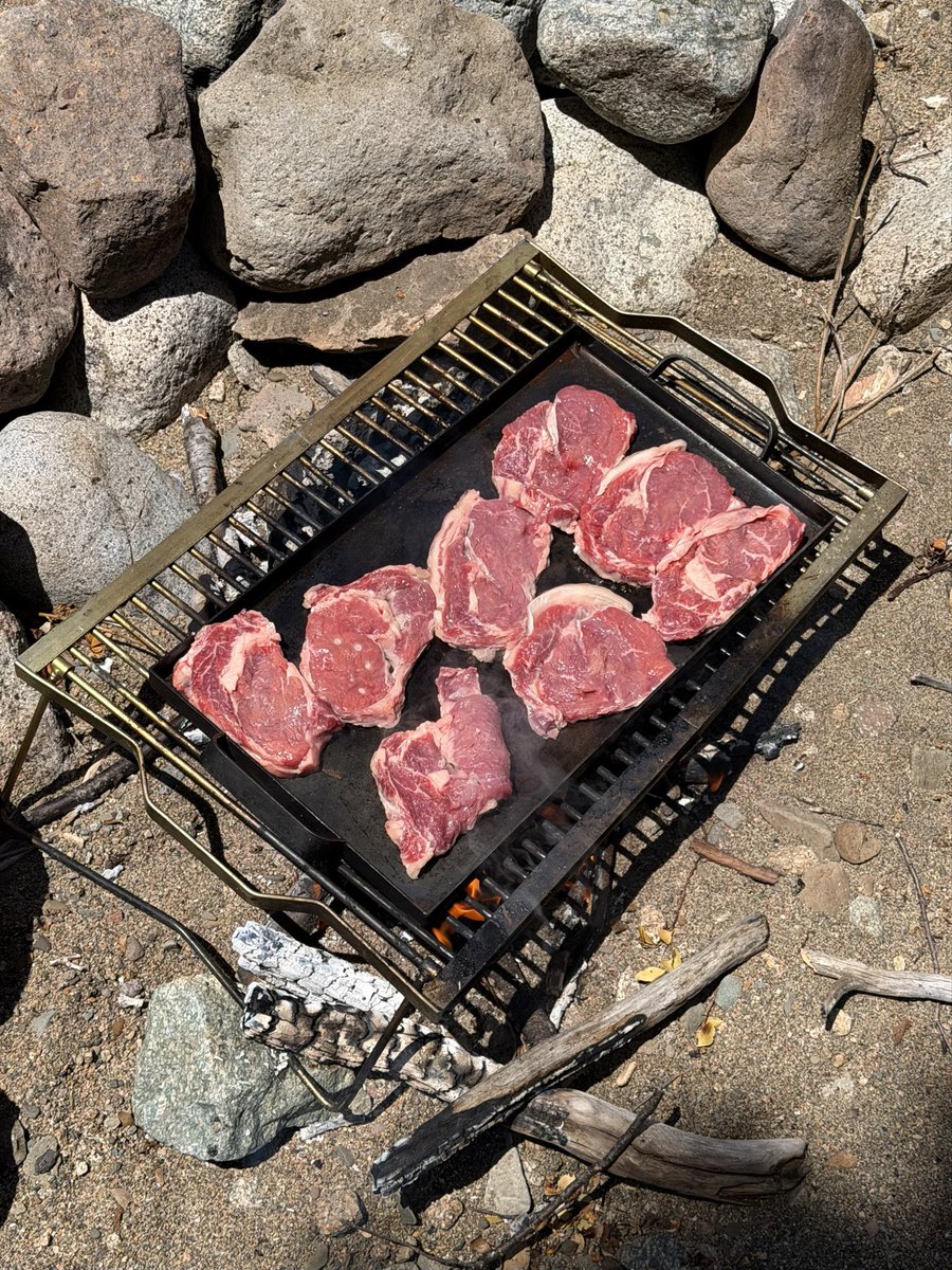 gregskril's tweet image. asado on the beach