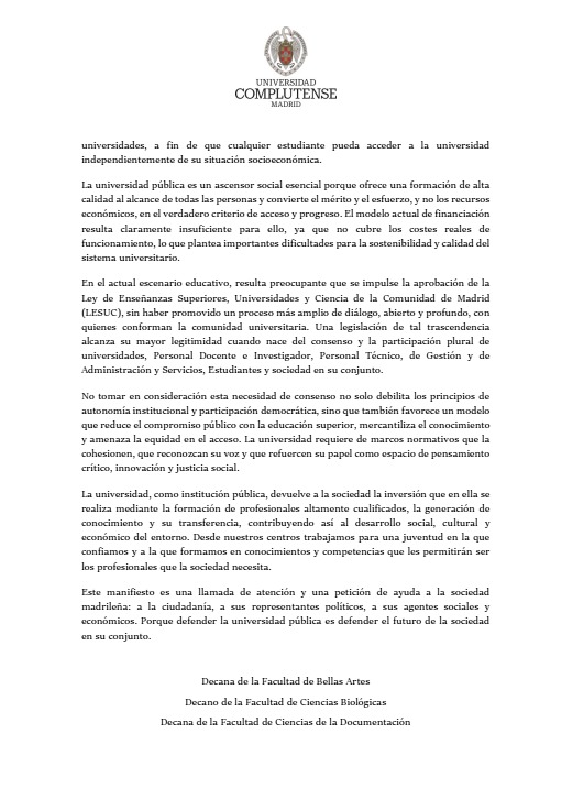 CarlosSanzDiaz's tweet image. 📢 Una llamada de atención y una petición de ayuda a la sociedad madrileña. 🆘 Porque defender la universidad pública es defender el futuro de todos/as. 👉 Manifiesto de las/os 26 decanas y decanos de la UCM, entregado hoy al gobierno de la @ComunidadMadrid @unicomplutense