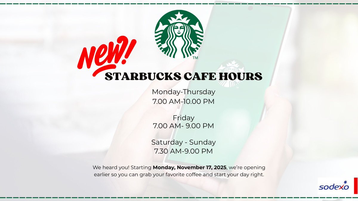 Good news, coffee lovers! 💚Starting Monday (11/17), our weekday hours shift to 7am. Can’t wait to serve you earlier!