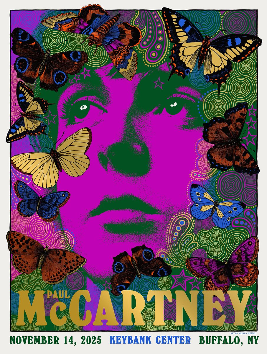 Diario_Beatles's tweet image. Official poster for Paul McCartney's show at the Keybank Center in Buffalo, November 14 2025
*Artwork by Mishka Westell*
