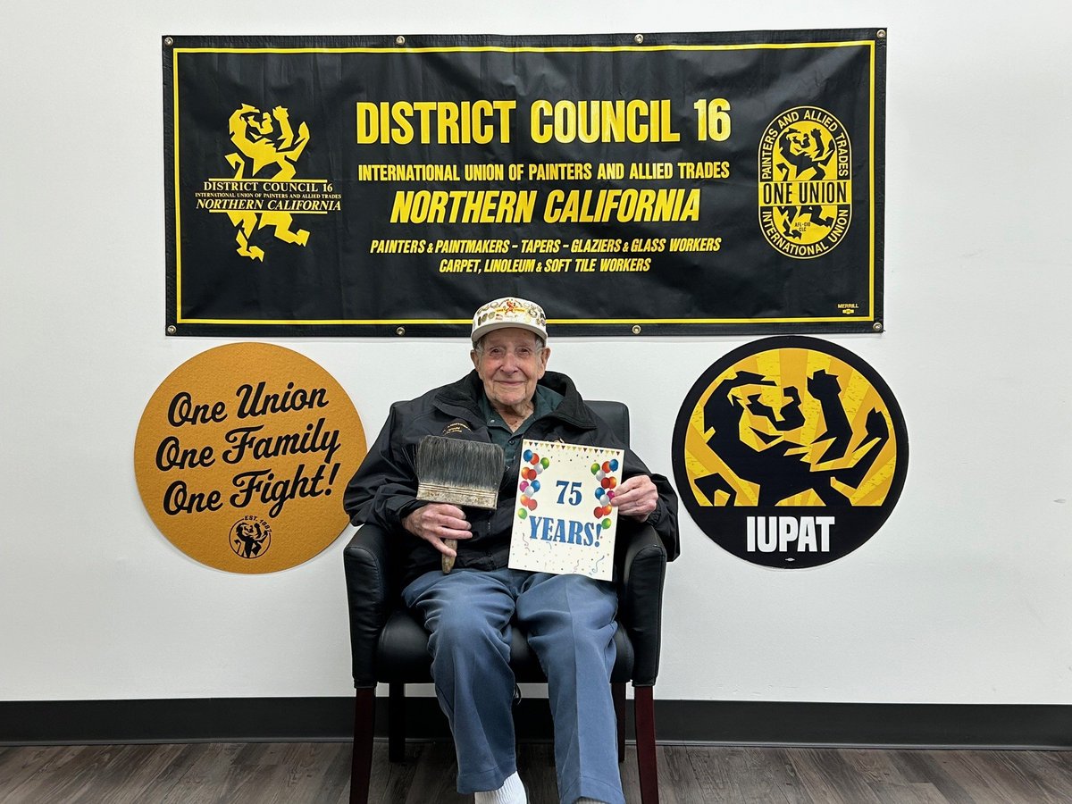 GoIUPAT's tweet image. We’d like to celebrate John Lynch for 75 years of continuous membership in the IUPAT!

John joined Local 364 (now Local 83) on November 6, 1950, became President of his Local, and has remained an active member ever since. While a lot has changed over the last 75 years in our…