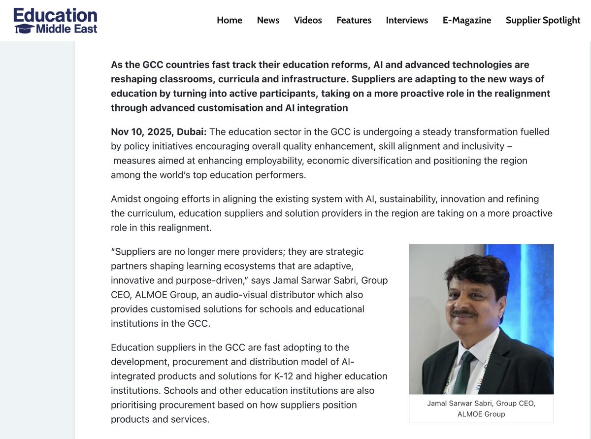 jamalsabri's tweet photo. Glad to contribute to the conversation published in Education Middle East 

https://t.co/9n2xSWNwxB

#EducationMiddleEast #EdTech #FutureOfLearning #AIinEducation #LearningInnovation #EducationLeadership #GCCEducation #DigitalTransformation #TechnologyInEducation #AlmoeGroup https://t.co/9yfKx4SEMd