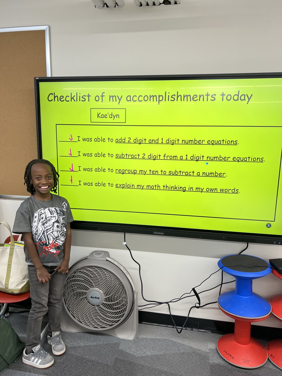 HFFMCSD's tweet image. At the FORT Ms. Mark ( Math🔢): includes a clear success criteria that empowered Kae&apos;dyn ( 2nd grade) to reflect on his own learning. It was evident that  Kae&apos;dyn  understood what he was working toward and used the criteria meaningfully.
#HFFMCSD #FMES