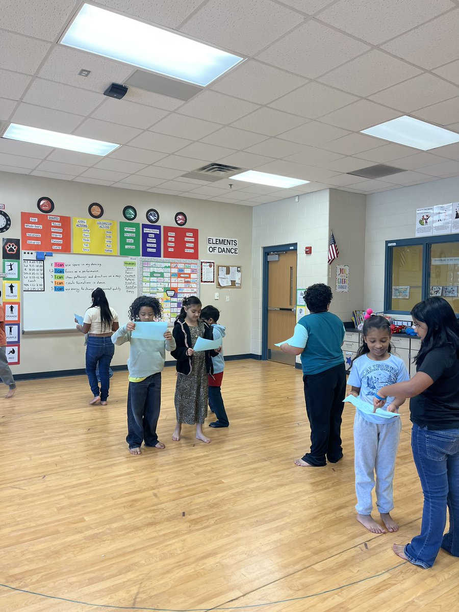 DiggsLatham's tweet image. This week in Dance class with Ms. K Allison, third graders worked on pathways and directions for a dance using a map. #artsintegration #growingbyleapsandbounds