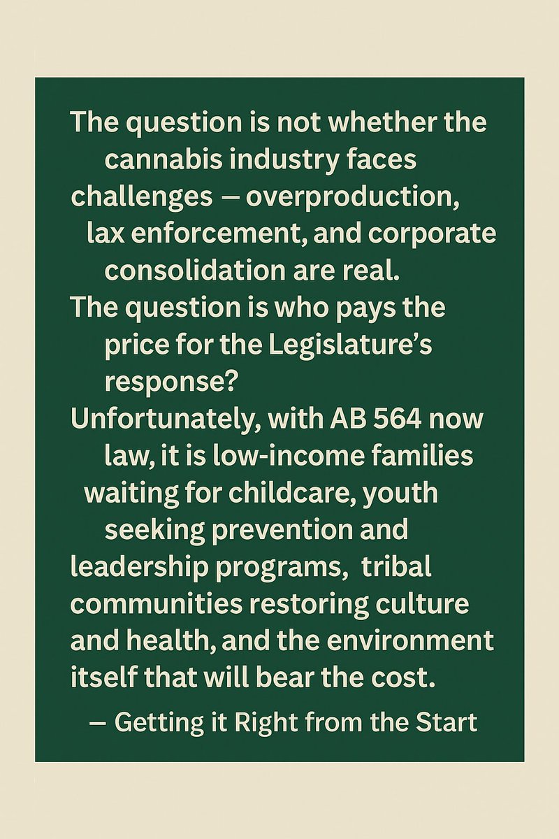 GetItRightonMJ's tweet image. 1/@Capitol_Weekly reports on how the tax giveaway to #BigCannabis (#AB564) guts #Prop64’s promised funding for childcare, youth prevention, &amp;amp; environmental restoration. As #YouthForward notes, this #CALeg breaks CA's “revenue-neutral” pledge — &amp;amp; cuts the funding stream even more.
