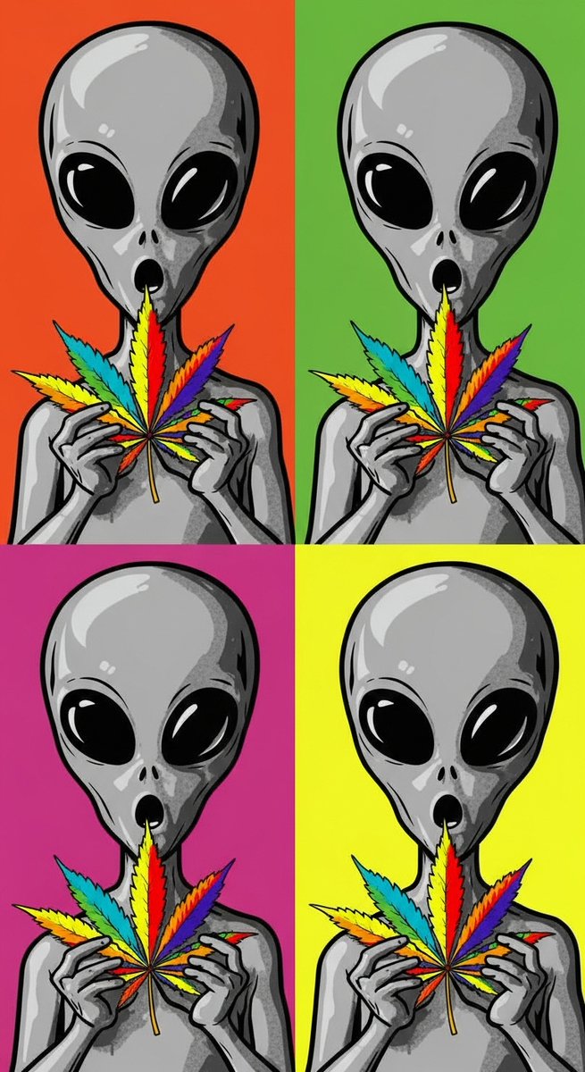AlienKush_HQ's tweet image. BUY THE POP!
#PopArt #WarholStyle #RepeatPattern #SaturatedColors #420Alien #PsychedelicArt #VibrantWallpaper #ScreenSaver #DownloadArt #PinterestStyle #AlienKush
