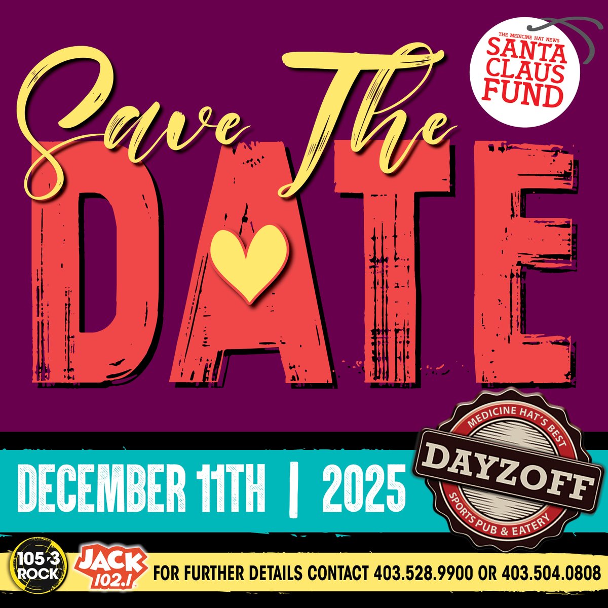 Be sure to block off the 11th of December and join us for our annual Santa Claus Fund Charity Auction at Dayz Off Pub