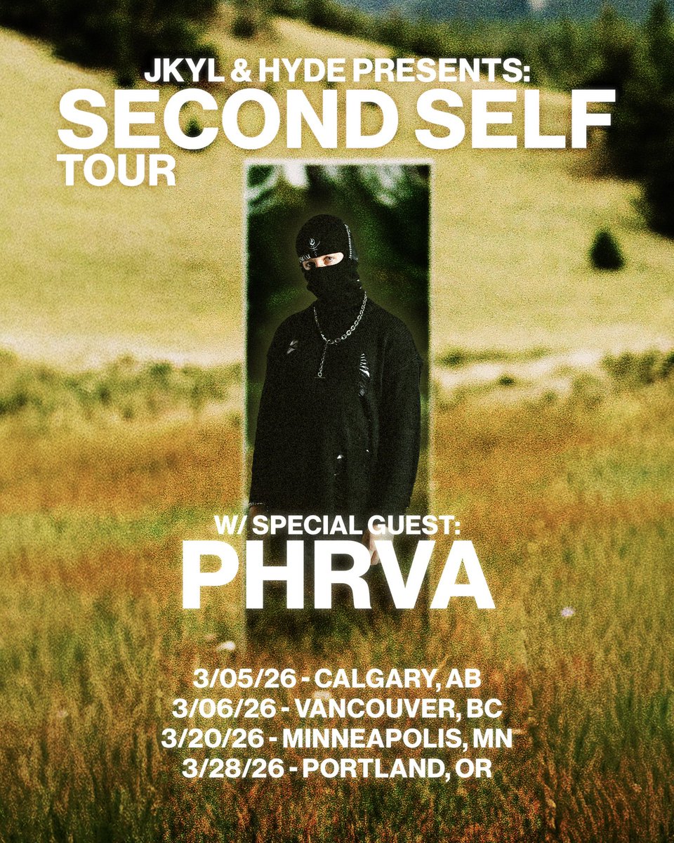 phrvabass's tweet image. Stoked to be joining @jkylxhyde for his Second Self tour next year! Hitting some cities y’all have been asking about for a minute so I can’t wait to finally see y’all 👁️🤝