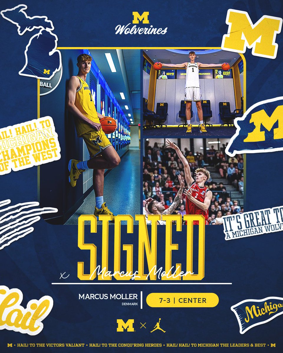 Say hello to Marcus Moller -- a 7-3 center with big upside and a big presence in the paint.
#GoBlue | myumi.ch/VVZ75
