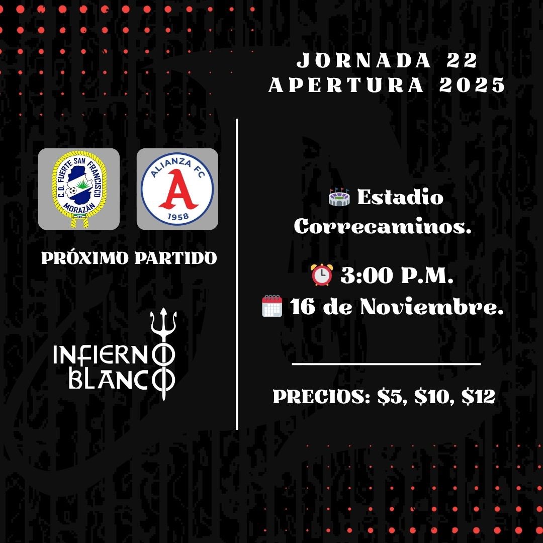 Próximo partido ➡️ C.D Fuerte San Francisco 🔵

#DaleAlbo #InfiernoBlanco 🅰️