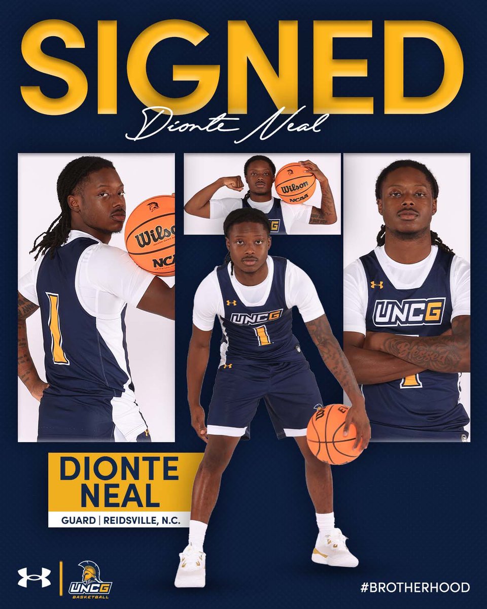 UNCGBasketball's tweet image. Join us in welcoming @dionte_neal to the #BROTHERHOOD ✍🏼

Dionte comes to #UNCG from Reidsville after being named the 2024-25 North Carolina Boys Basketball @Gatorade Player of the Year! #letsgoG 🏀