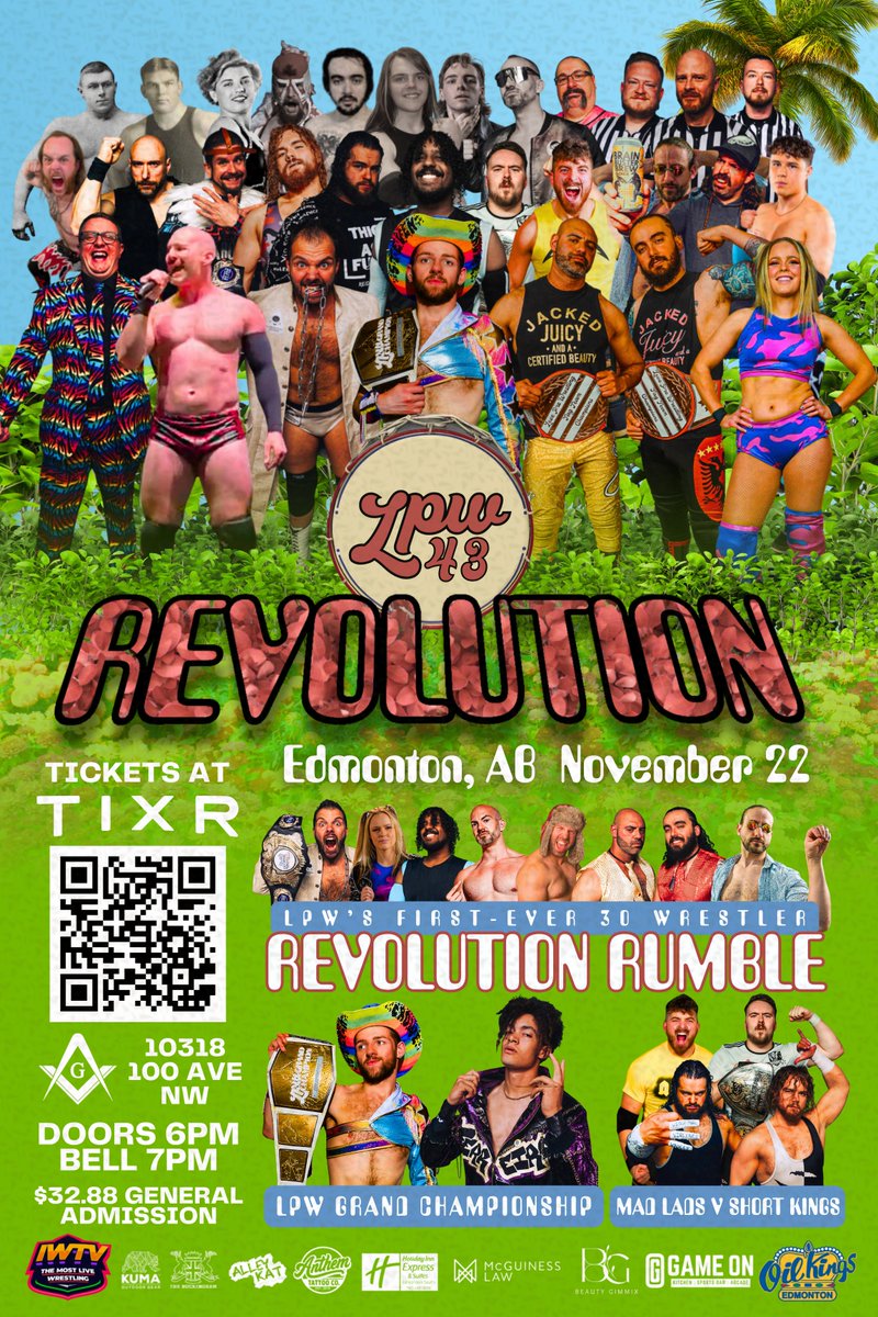 LoveWrestlingCA's tweet image. 🚨LOW TICKET ALERT!🚨
Less than 25 floor tickets remain for our final event of the year!

Join us next Saturday for LPW 43: REVOLUTION, featuring the debut of the Revolution Rumble match!

📅: Saturday, November 22nd
⏱️: 7:00 PM
📍: Freemasons&apos; Hall

🎟️: tixr.com/e/159191