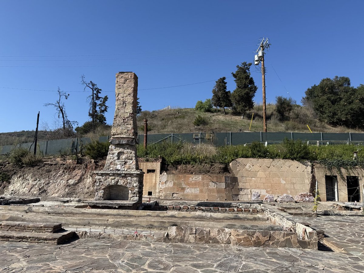 Sadly this is all that's left of the original Will Rodger's house. I hope they rebuild it as it's a part of history.