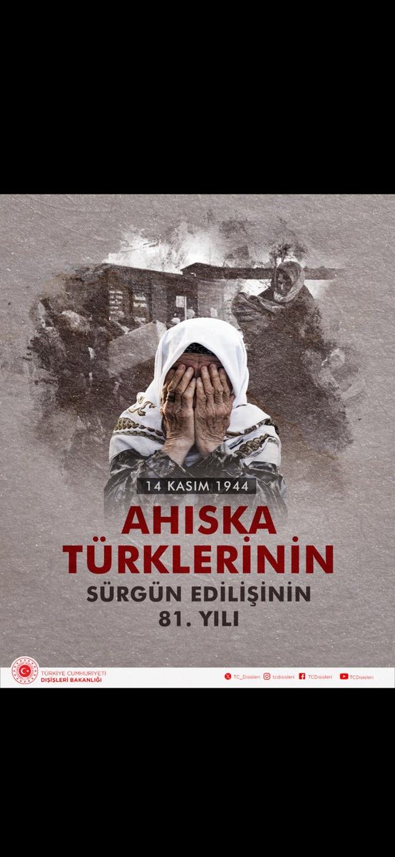 MetinDe1453's tweet image. Ahıska Türkleri, tüm zorluklara rağmen kimliğini, kültürünü ve vatan umudunu hiç kaybetmedi.
Bugün onları saygı, rahmet ve hürmetle anıyor; verdikleri mücadeleyi unutmadığımızı bir kez daha hatırlatıyoruz.

Unutmadık, unutturmayacağız.
#AhıskaTürkleri#14Kasım1944 #TarihUnutmaz