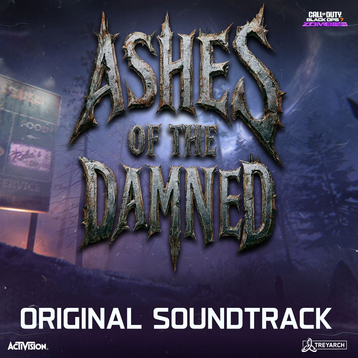 Treyarch's tweet image. While you&apos;re hunting for quest steps in Ashes of the Damned, don&apos;t forget to pre-save the official soundtrack on Spotify, coming soon!

open.spotify.com/prerelease/03z…