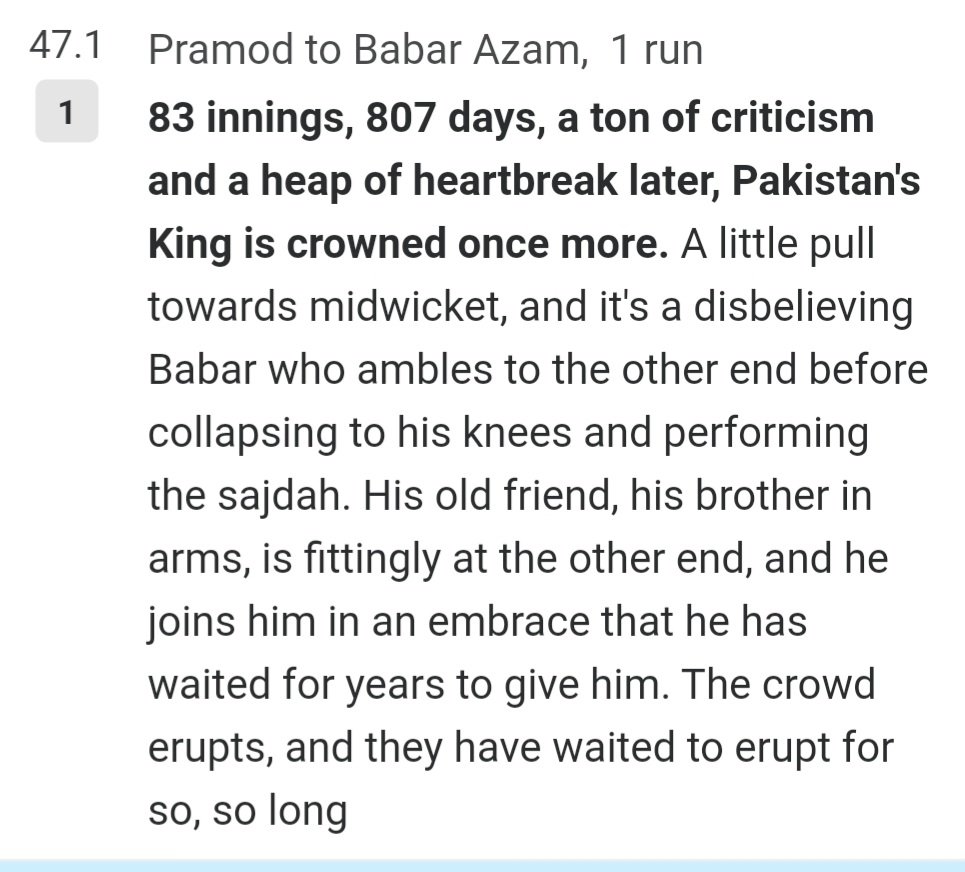 itismansoor's tweet photo. This commentary at 47.1 made my day @ESPNcricinfo #PakvsSL 
#PakistanCricket #BabarAzam𓃵 https://t.co/JvpfbIIOXt