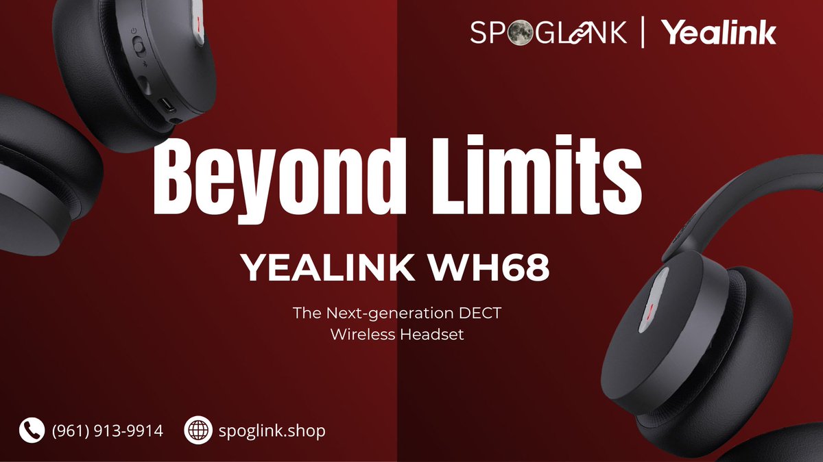 Spoglink's tweet image. Go Beyond Limits with the Yealink WH68 🎧
Next-gen DECT wireless clarity for hybrid teams &amp;amp; business pros.

📞 (961) 913-9914
🌐 spoglink.shop
📧 info@spoglink.shop

#Spoglink #Yealink #WH68 #WirelessHeadset #Tech