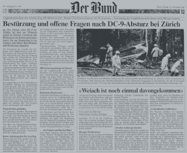 WeiachBlog's tweet image. Exakt jetzt (20:11 MEZ) vor 35 Jahren ist Alitalia Flug 404 in den Haggenberg geprallt. Ein Bericht vom Tag danach, wie ihn ein Zeitungskorrespondent im Weiacher Ortskern aufgeschrieben und nach Bern übermittelt hat: tinyurl.com/5d4z48ts (WeiachBlog Nr. 2308)