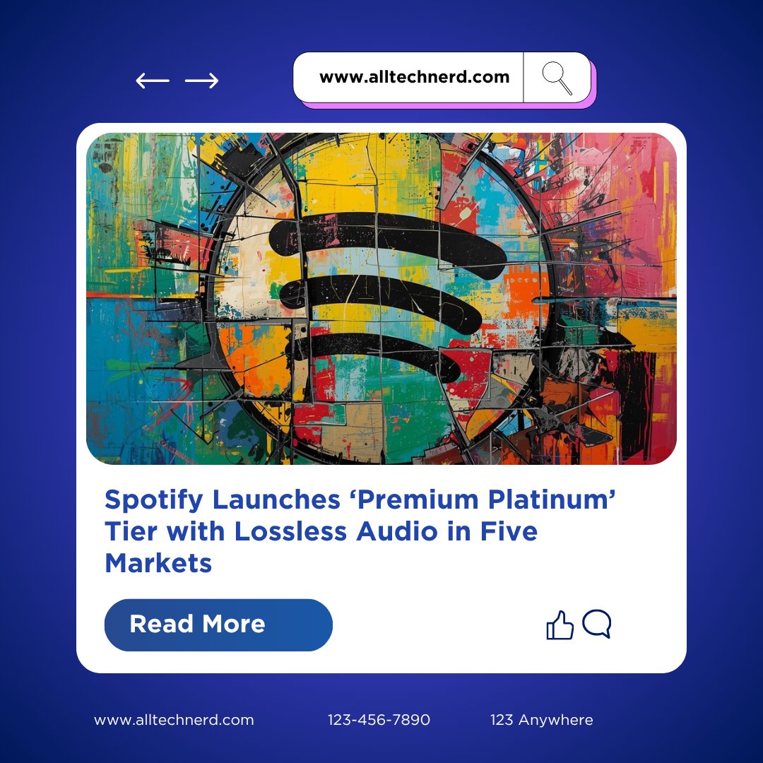 Alltechnerd's tweet image. Spotify Launches ‘Premium Platinum’ Tier with Lossless Audio in Five Markets

#Spotify