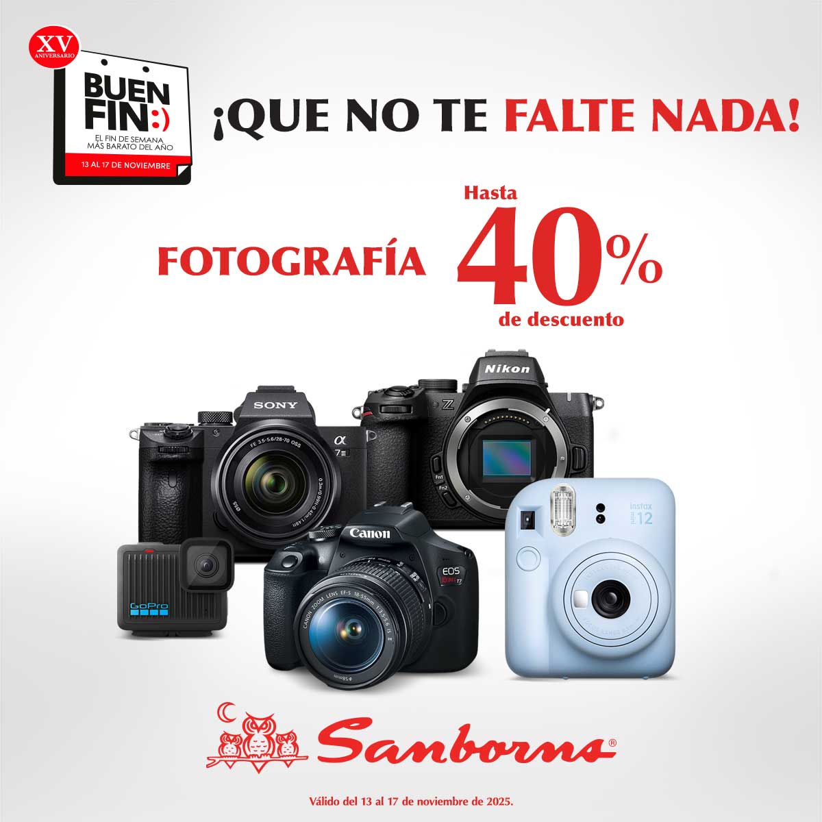 Si te encanta tomar fotos, esta es tu señal 😍📸
Encuentra la cámara ideal y llévatela con un súper descuento. cutt.ly/BtetkXT4

Hasta 40% de descuento.

Consulta términos y condiciones en: bit.ly/4hQWbtw

#BuenFinEnSanborns #BuenFin2025 #DescuentosSanborns