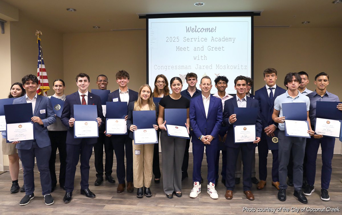 RepMoskowitz's tweet image. One of the highest honors of serving in Congress is nominating the best and brightest that Florida’s 23rd District has to offer to one of America’s four prestigious military academies. 

This year, I am proud to nominate 30 outstanding young men and women who have distinguished…