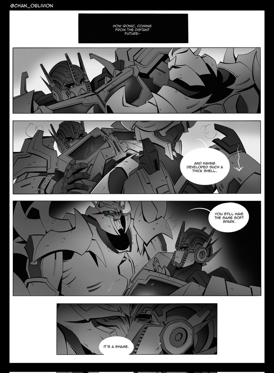 Optimus and Orion swap places in time, and they get a glimpse of the past and the future. 🩵⏱️

#opmeg #megop #tfp