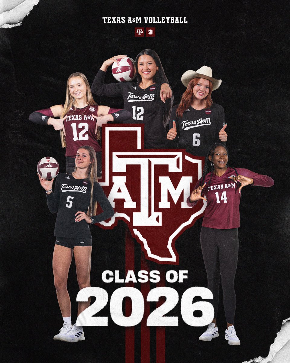 AggieVolleyball's tweet image. A complete look at our 2026 class 👍

#GigEm // #AggieVB