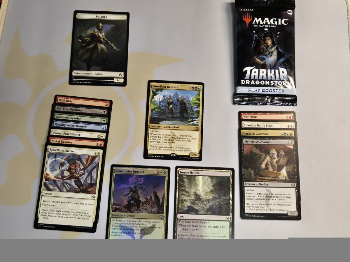ChaosDaddyBlog's tweet photo. Day 3 of 475: Today the pack is from Tarkir Dragonstorm. I have included the random select and pack opening tiktok. No big hits but that is fine. Still fun and Jungle Hollow isn't bad.
https://t.co/bO0J0IUI8A
#magicthegathering
#mtgpulls https://t.co/L44YP87zgK