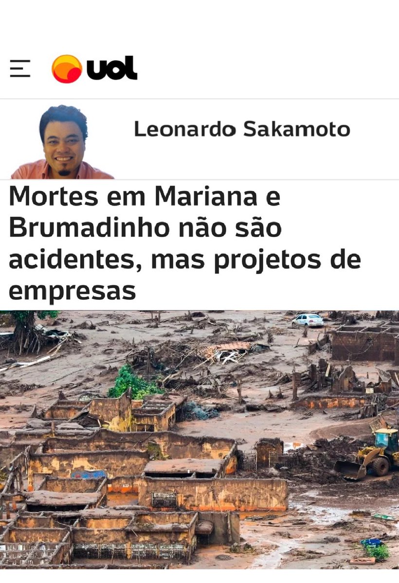 Condenação no Reino Unido: Mortes em Mariana e Brumadinho não são acidentes, mas projetos de empresas e de políticos… - Veja mais em noticias.uol.com.br/colunas/leonar…