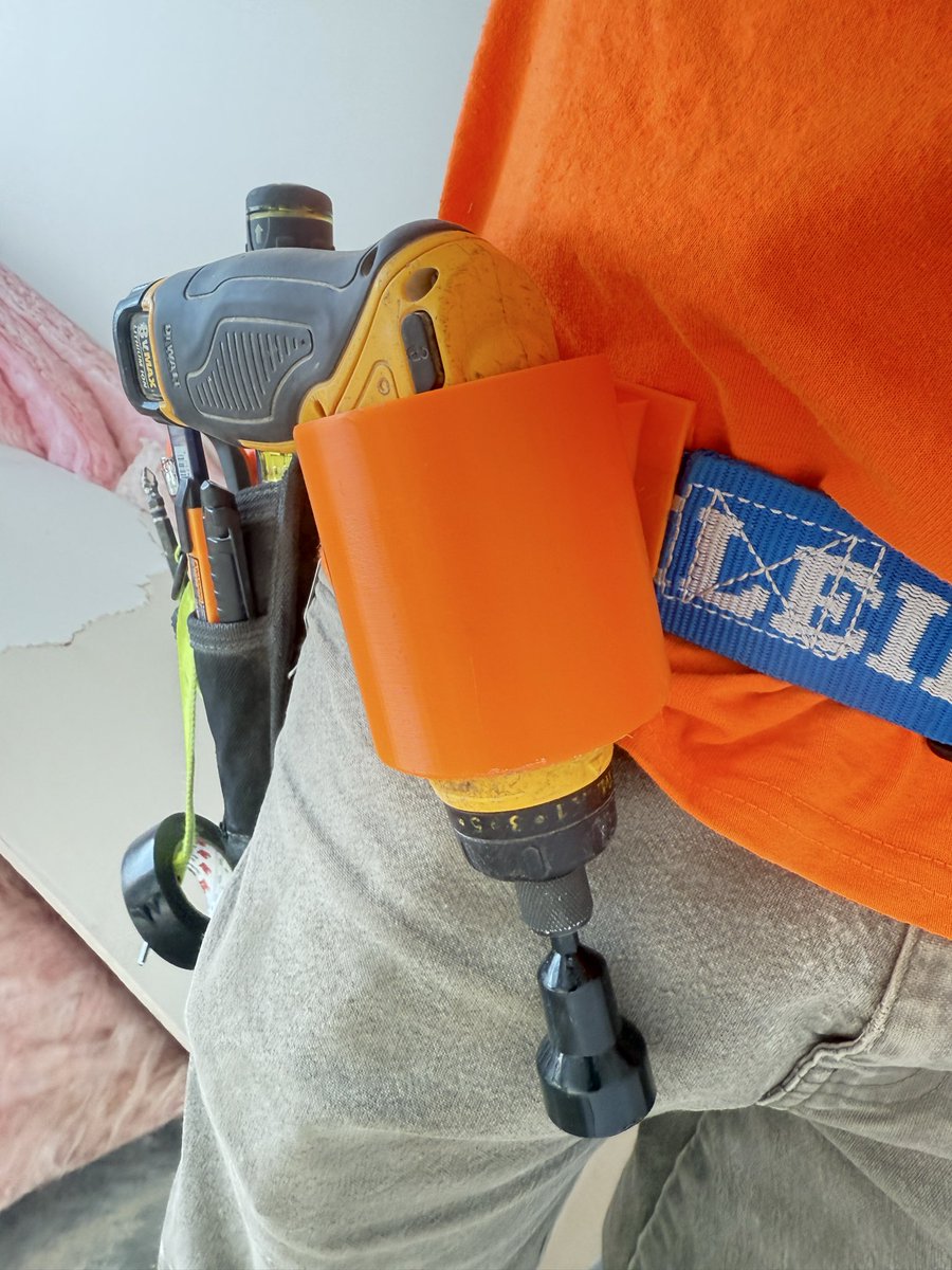 BWinghead's tweet photo. Designed and printed this last night.
It's a holster for my 8V @DEWALTtough screwdriver. Printed in @Polymaker_3D PETG. This stuff is crazy strong! I think I may redesign the belt clip tonight. My modeling skills are subpar to say the least. ๐คฆโโ๏ธ๐ #FiguringItOut #3DPrinting https://t.co/RGoC5urNWZ