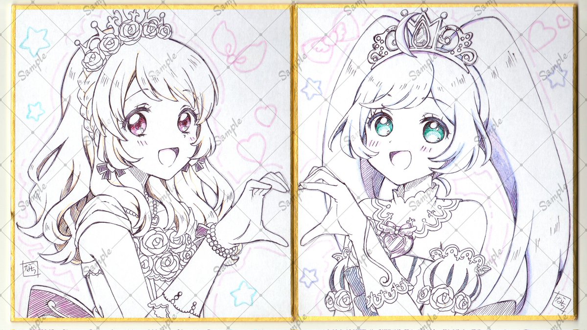 namira7758's tweet image. アイカツプリパラの映画が良すぎた記念に、あかりちゃん&amp;amp;らぁらちゃんを描きました! 可愛く描けて満足🫶🏻
おまけで作った星宮パイナップルのシールも可愛いです🍍
#booth_pm