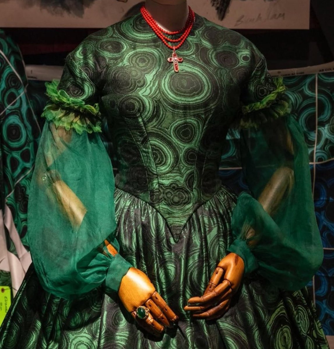 green dress got Dark Green Jacquard Corset Dress main image 1