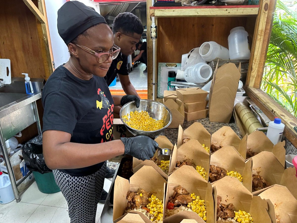 WCKitchen's tweet image. Chef Shaday (right) and her team at Peri Peri Grill have been working alongside WCK teams since we arrived in Jamaica, supporting their neighbors with thousands of hot meals. They’ve been serving comforting dishes like peri peri chicken, corn, and rice bowls for families impacted…