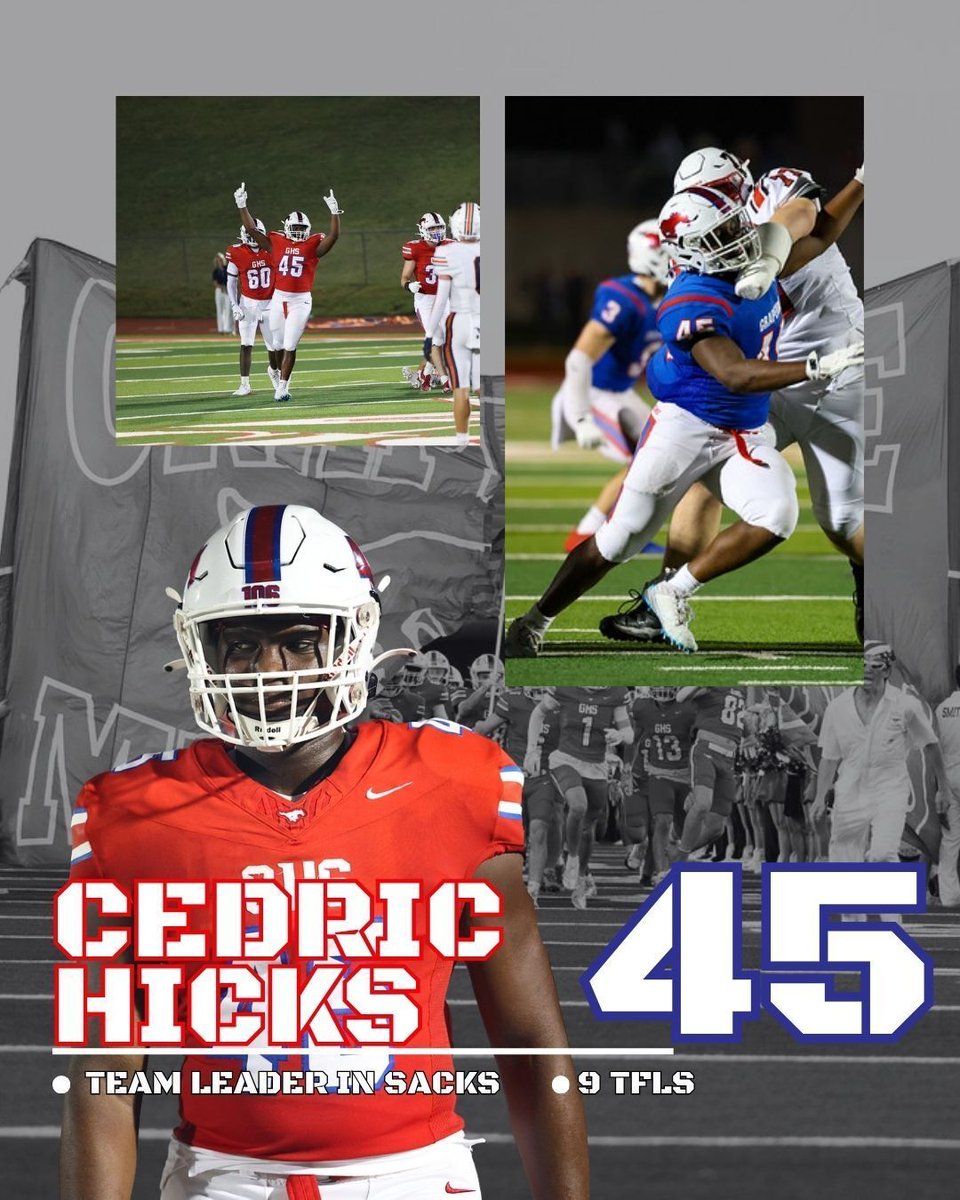 GHSMustangsFB's tweet image. #STANGStats: Class of 2027 @cedric_hicks2 turned in a great Junior season, leading the Stangs in Sacks and tallying 9 Tackles for Loss. We look forward to seeing Cedric&apos;s growth as a leader and player on Team 107!