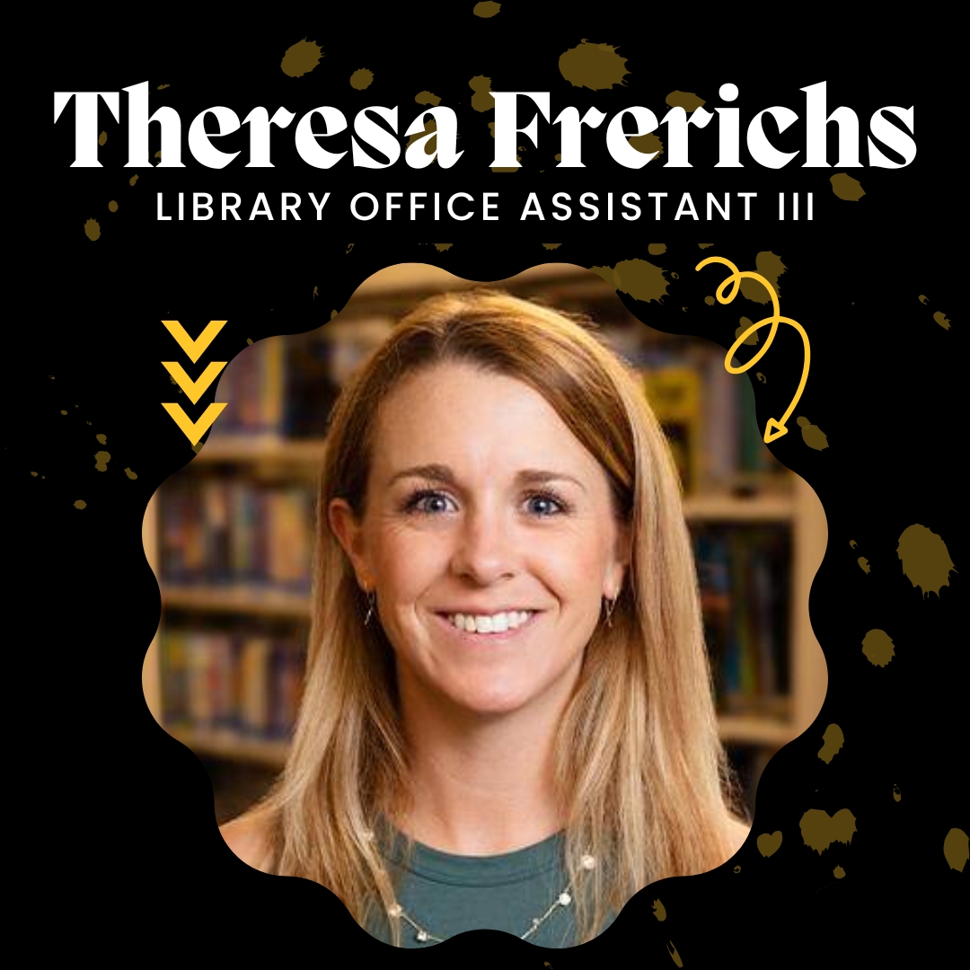 ConnLibrary's tweet image. 📚 Staff Spotlight: Theresa Frerichs
Library Office Assistant III at Conn Library for 5 years!
When she’s not at WSC, she’s farming &amp;amp; running the combine 🚜.
Favorite part of WSC? “Getting creative with IRC jobs.”
Check out the images to learn more!
#ConnLibrary #StaffSpotlight