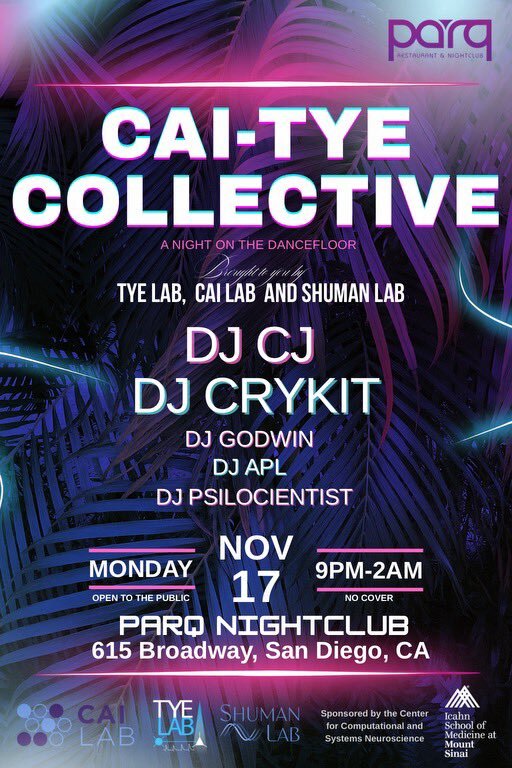 If you are at SFN this week come to our SFN dance party! Monday night at Parq nightclub. Open to everyone. <a href="/denisejcai/">Denise J. Cai, Ph.D.</a> <a href="/kaymtye/">Kay M Tye PhD</a> and I are giving out VIP bracelets at SFN all weekend!