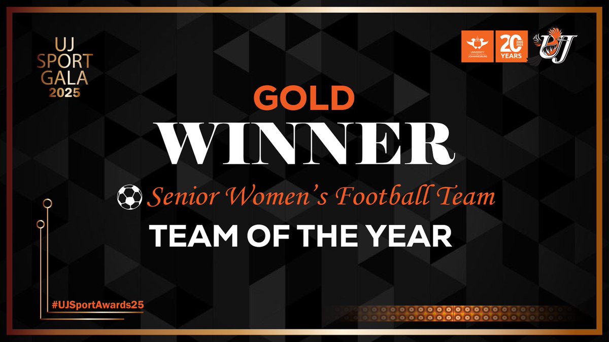 𝐔𝐉 𝐒𝐩𝐨𝐫𝐭 𝐆𝐚𝐥𝐚 𝟐𝟎𝟐𝟓: 𝐓𝐞𝐚𝐦 𝐨𝐟 𝐭𝐡𝐞 𝐘𝐞𝐚𝐫

🥇Senior Women’s Football Team

#UJSportAwards25 #UniversityofJohannesburg #ujalltheway #OrangeArmy