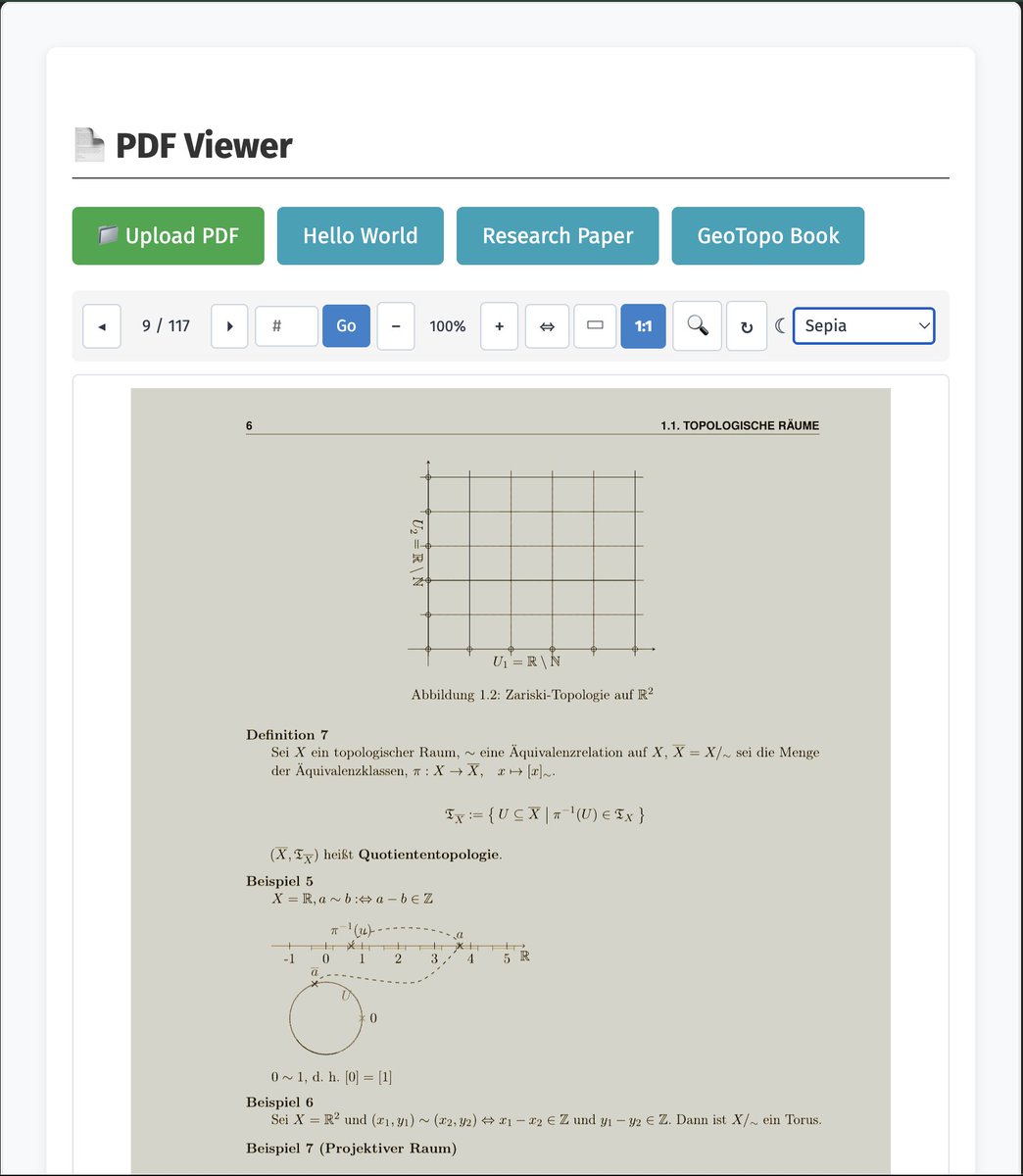 agilecreativity's tweet image. 📄 PDF Viewer with ClojureScript &amp;amp; Scittle Full search, zoom, rotation &amp;amp; dark mode for night reading Zero build, pure browser magic 🌙 tiny.cc/pt2v001
#Clojure #ClojureScript #Scittle #PDFViewer #DarkMode #BrowserAPIs #PDFjs