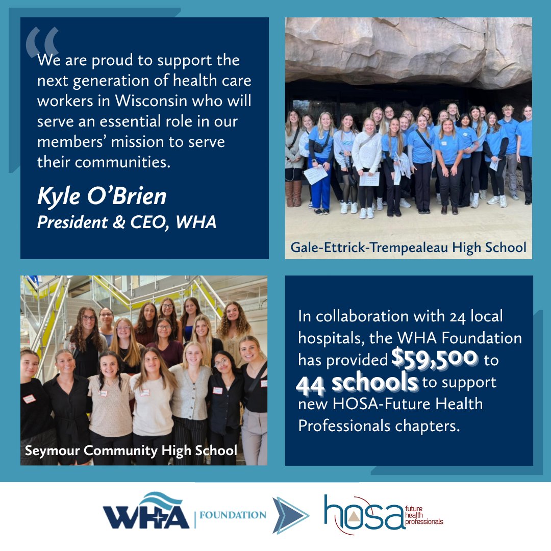 We’re excited to continue supporting Wisconsin’s future health care leaders through the WHA Foundation’s partnership with Wisconsin HOSA! 👏
For more information, click here! 🔗 wha.org/news/newslette…
