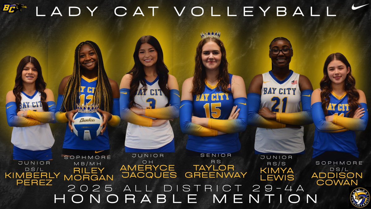 BayCityVB's tweet photo. 29-4A All District Selections  Congratulations to our Lady Cats — We are incredibly proud of all our athletes and their accomplishments! 

#BFND 

Jr. Sasha Onwuchekwa OH/MB/MH Offensive MVP @Onwuchekwa43479 

Jr. Kolbie Davis OH/DS
2nd Team All District @kolbiedavis_ https://t.co/No7XU8IqWG