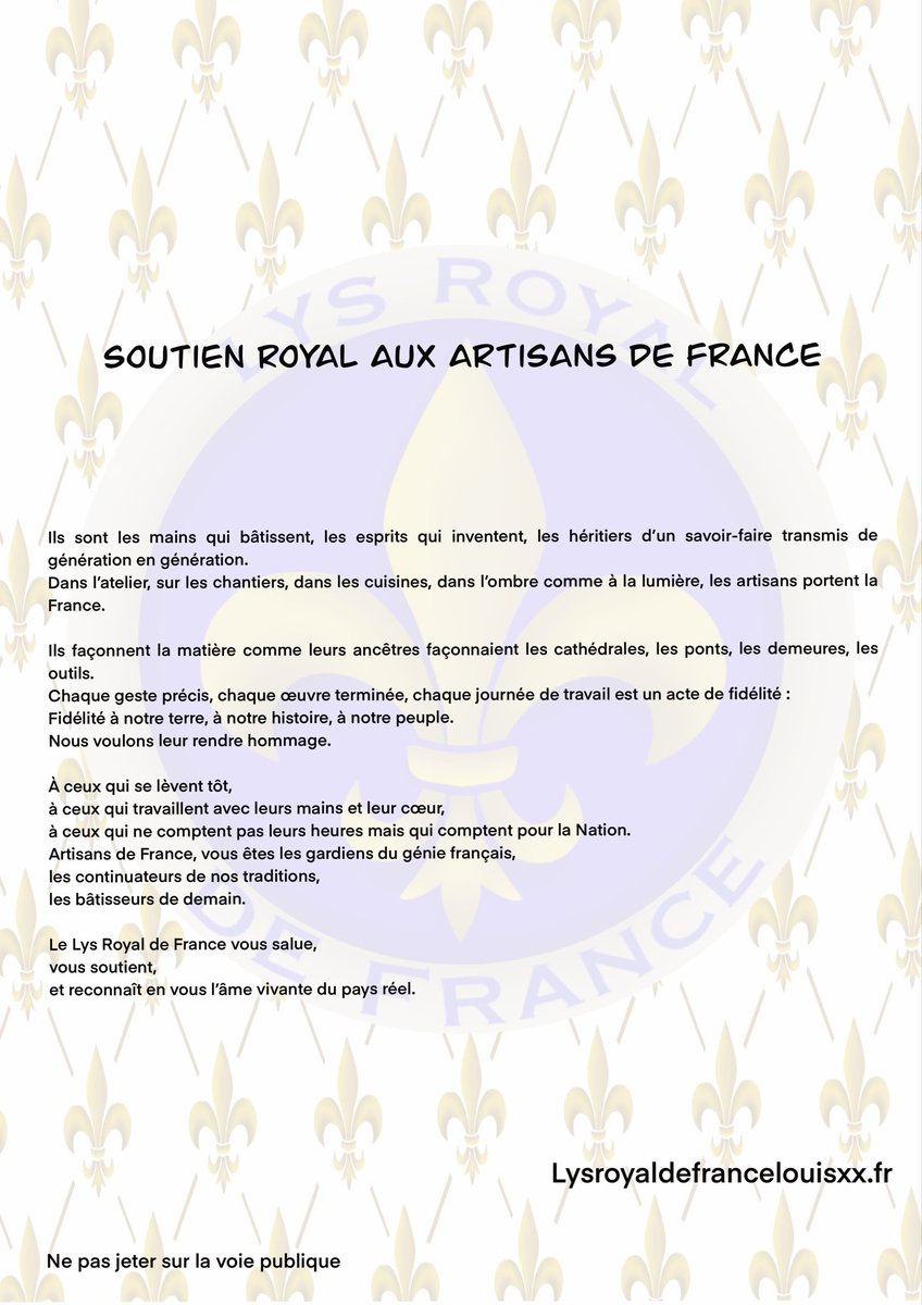 lysde_france's tweet photo. #ArtisansDeFrance
#SavoirFaireFrancais
#PatrimoineVivant
#FranceEternelle
#TraditionFrançaise
#MétiersDArt
#GénieFrancais
#TravailEtHonneur
#FiersDeNosArtisans
#Compagnons
#FranceRoyale
#LysRoyalDeFrance
#PaysRéel
#HéritageFrancais
#AmeDeLaFrance https://t.co/I7zr9p4Eih