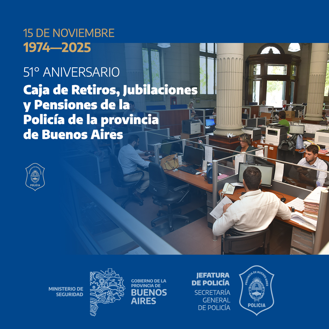 Creada en el año 1974 como organismo de aplicación del régimen previsional para la Policía de la provincia de Buenos Aires, la Caja de Retiros, Jubilaciones y Pensiones de la Policía de la provincia de Buenos Aires celebra hoy su 51° aniversario. 

#PolicíaPBA #CajadePolicía 👮🏻‍♂️