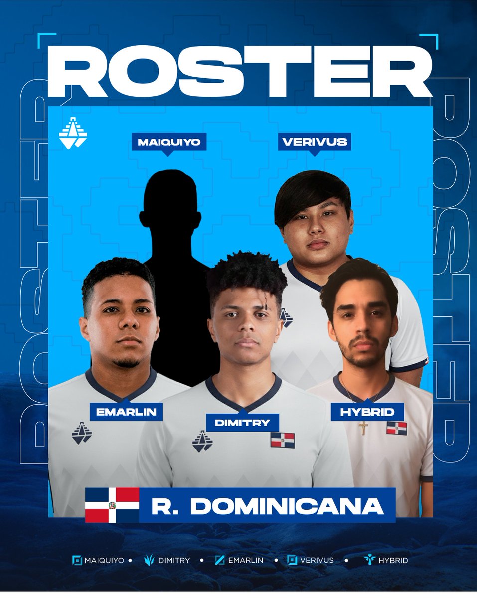 ROSTER CONFIRMADO DE REPÚBLICA DOMINICANA 🇩🇴

🇩🇴 TOP  <a href="/MAiQuiYo17/">Marcos Luis</a> 
🇩🇴 JG  <a href="/Dimitrylol02/">Dimitry</a> 
🇩🇴 MID  <a href="/emarlinlol/">emarlinlol</a>  
🇩🇴 ADC  <a href="/Verivus1/">Verivus</a> 
🇩🇴 SUPP Hybrid

STAFF

🇩🇴 COACH  <a href="/DrGuachi/">Cao</a> 

SUPLENTES

🇩🇴 TOP  <a href="/lol_electric/">Electric</a> 
🇩🇴 JG  <a href="/xuweii_lol/">xuwei1</a> 
🇩🇴 MID  Blackengel
🇩🇴 ADC <a href="/katsikaci/">katsikaci1 Katsikaci</a> 
🇩🇴 SUPP
